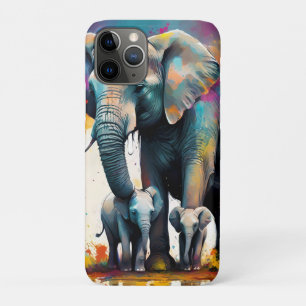 Mommy And Baby Elephants Color Splash, iPhone 11 Pro Case