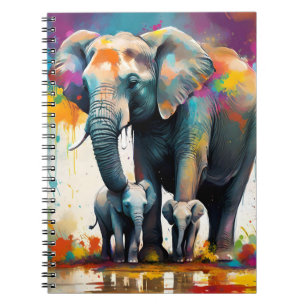 Mommy And Baby Elephants Color Splash, Notebook