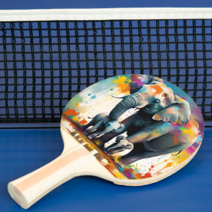 Mommy And Baby Elephants Color Splash, Ping Pong Paddle
