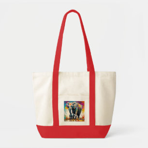 Mommy And Baby Elephants Color Splash, Tote Bag