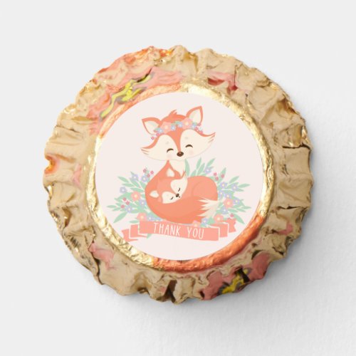 Mommy and Baby Fox Blush Baby Shower Thank You Reeses Peanut Butter Cups