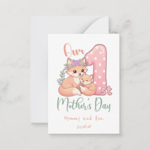 Mommy and Baby Fox Pink 1st Mothers Day Note Card