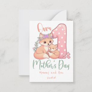 Mommy and Baby Fox Pink 1st Mothers Day Note Card