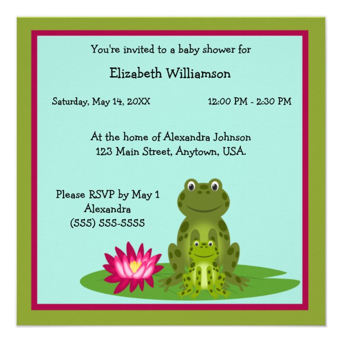 Mommy and Baby Frog Theme Baby Shower Personalized Announcements