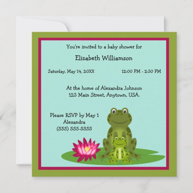 Mommy and Baby Frog Theme Baby Shower Invitation (Front)