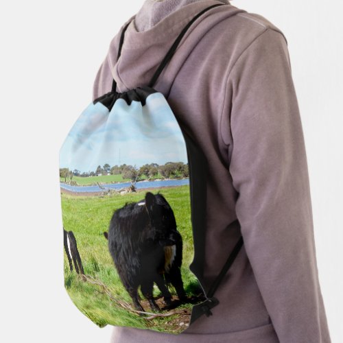 Mommy And Baby Galloway Cow Drawstring Backpack