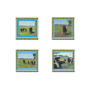 Mommy And Baby Galloway Cows, Stone Magnet