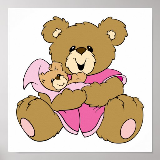 Mommy and Baby Girl Bear Poster | Zazzle