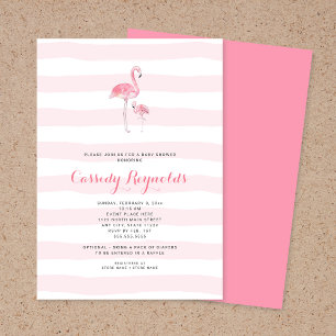 Mommy and baby girl Flamingo Baby Shower Invitation