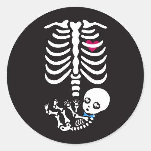 Mommy and Baby Halloween Skeleton Sticker boy