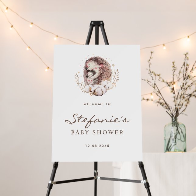 Mommy and Baby Hedgehog Woodland Baby Shower Foam Board (In Situ (Stand))