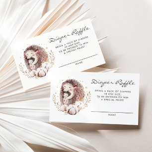 Mommy and Baby Hedgehog Woodland Diaper Raffle Business Card
