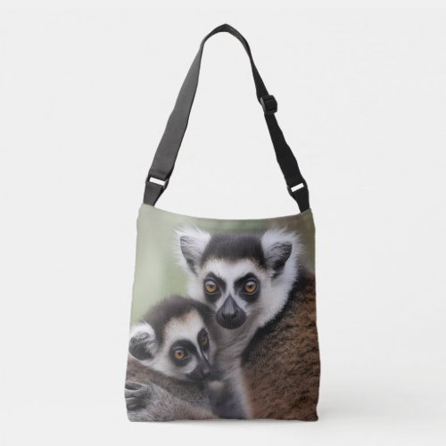 Mommy And Baby Lemur Cuddling Crossbody Bag