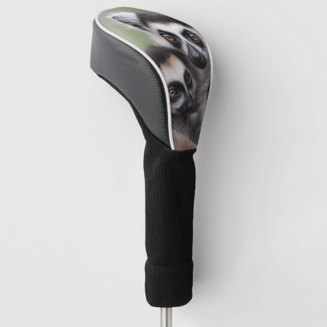Mommy And Baby Lemur Cuddling, Golf Head Cover (Angled)