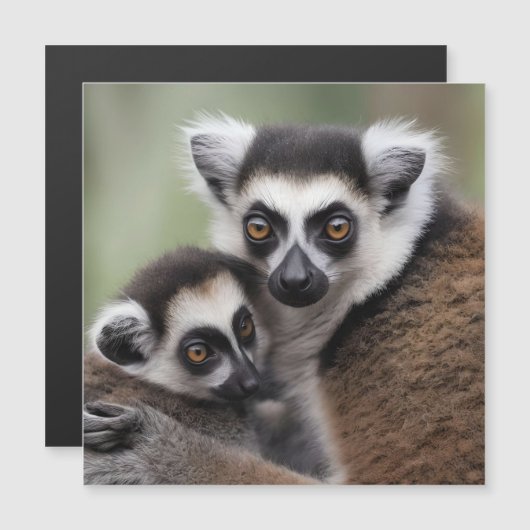 Mommy And Baby Lemur Having A Cuddle, (Front/Back)
