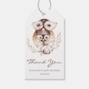 Mommy and Baby Owl Boho Baby Shower Thank You Gift Tags