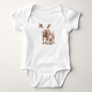 Mommy and Baby Pig Piglet, Baby Shower  Bodysuit
