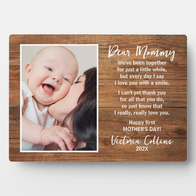  Mommy and Baby Poem Happy First Mother's Day Plaque (Front)