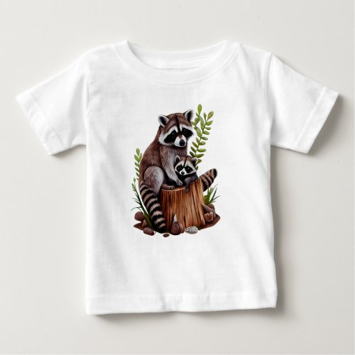 Mommy And Baby Raccoons  Baby T_Shirt