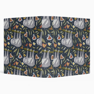 Mommy and Baby Sloths with Hearts Pattern 3 Ring Binder