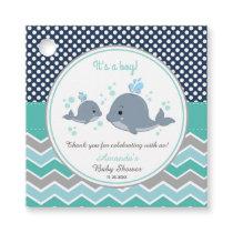 Mommy and Baby Whale Baby Shower Thank You Gift Favor Tags