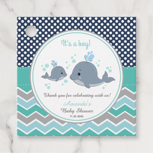 Mommy and Baby Whale Baby Shower Thank You Gift Favor Tags