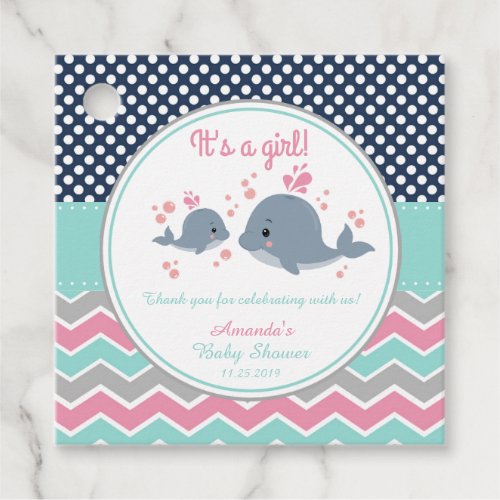 Mommy and Baby Whales Baby Shower Thank You Gift Favor Tags