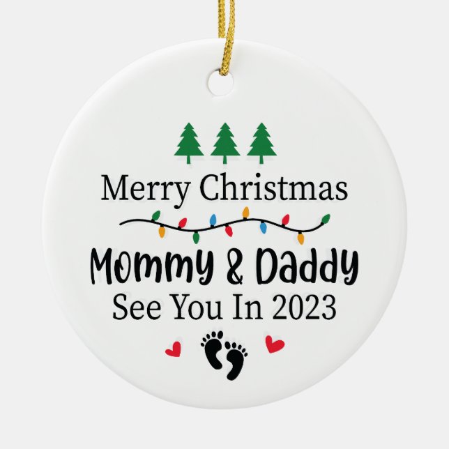 Mommy and daddy Christmas ornament baby 2023 (Front)