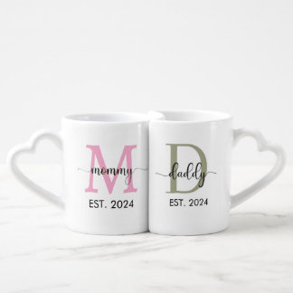 Mommy and Daddy Monogram Coffee Mug Set