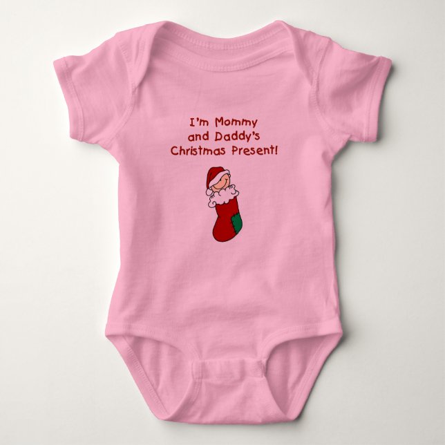 Mommy and Daddy's Christmas Present Baby Bodysuit (Front)
