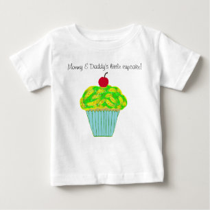 Mommy and Daddy's Little Cupcake Green Yellow Baby T-Shirt