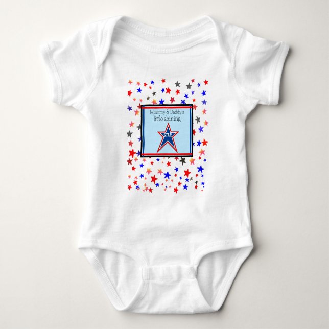 Mommy and Daddy's Little Shining Star Blue Baby Bodysuit (Front)