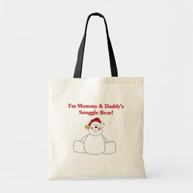 Mommy and Daddy's Snuggle Bear Christmas Tote Bag (Front)