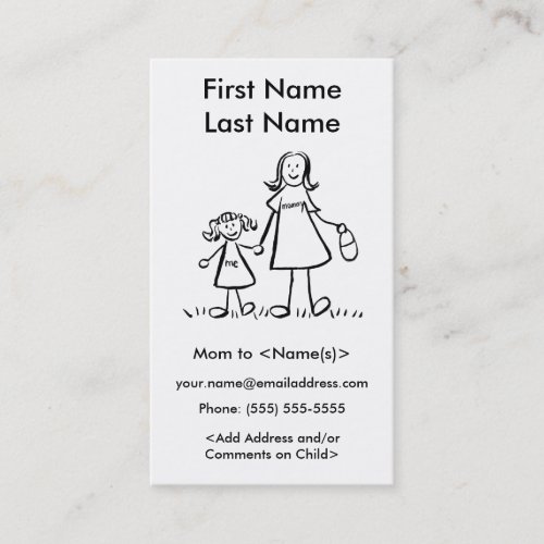 Mommy and Daughter Custom Calling Playdate Cards