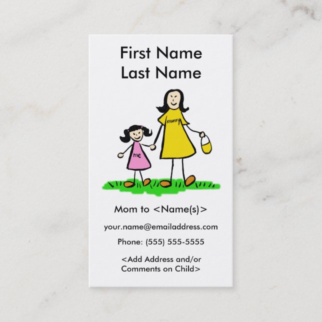 Mommy and Daughter Custom Calling Playdate Cards (Front)