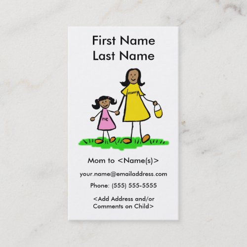 Mommy and Daughter Custom Calling Playdate Cards