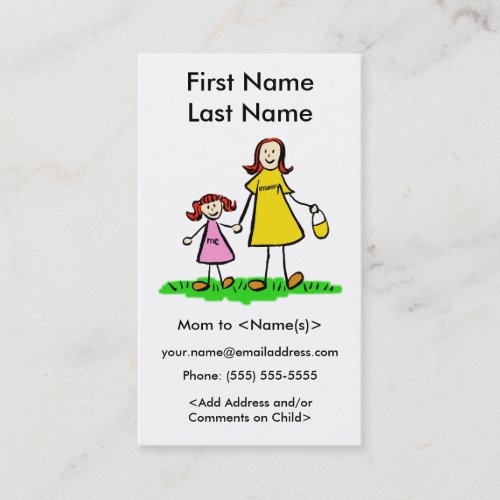 Mommy and Daughter Custom Calling Playdate Cards