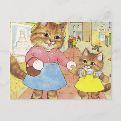 Mommy and Daughter Kitty Postcard