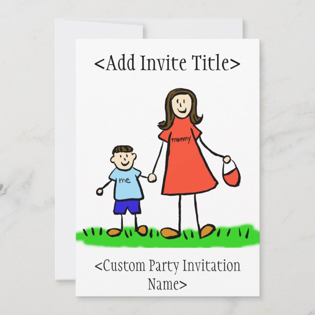 "Mommy and Me" Boy Invitation or Invite (Brunette) (Front)