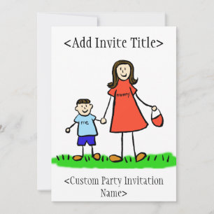 "Mommy and Me" Boy Invitation or Invite (Brunette)