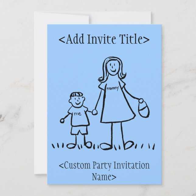 "Mommy and Me" Boy Invitation or Invites (Front)