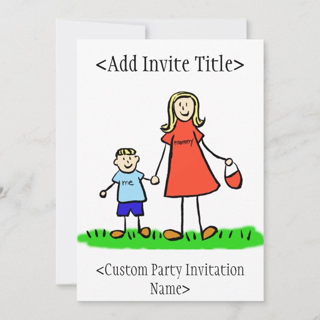 "Mommy and Me" Boy Invitation or Invites (Blond) (Front)