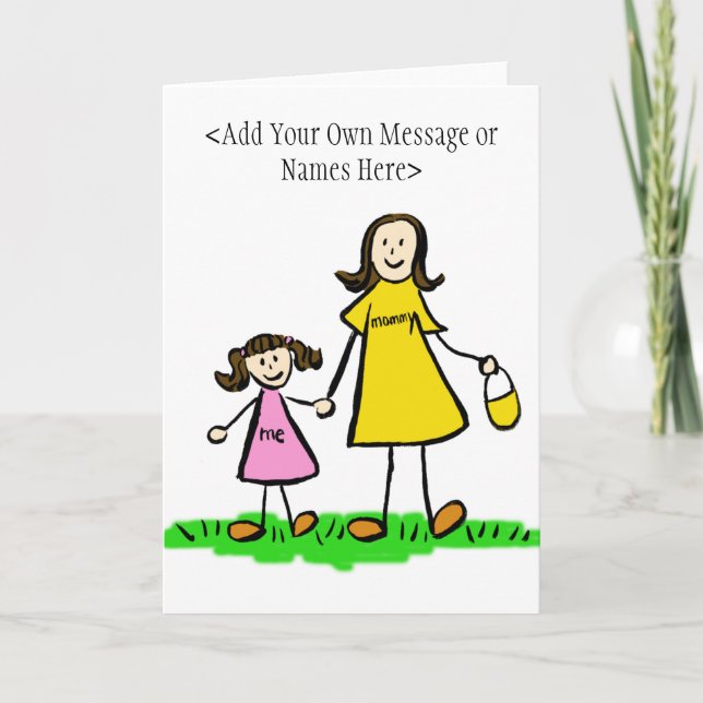 Mommy and Me Brunette Card (Customize Message) (Front)