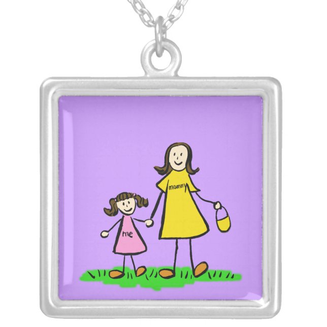 Mommy and Me (Brunette) Necklace Charm (Front)