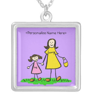 Mommy and Me (Brunette) Necklace Custom Charm