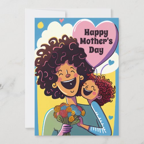 Mommy and me Cartoon  Mothers Day Card