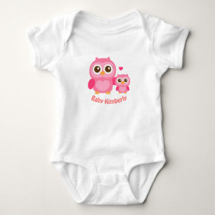 Mommy and Me, Cute Baby Owl, Pink Bodysuit