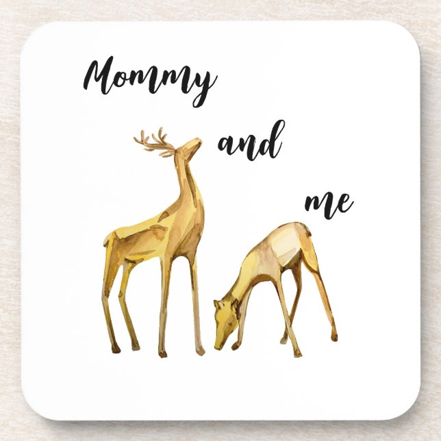 Mommy And Me Deer Beverage Coaster (Front)