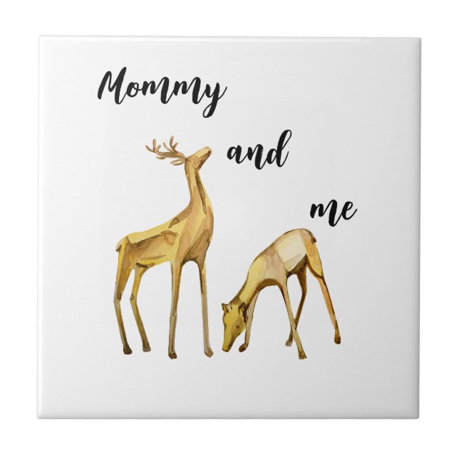 Mommy And Me Deer Ceramic Tile (Front)