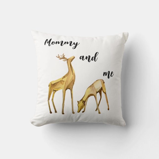 Mommy And Me Deer Throw Pillow (Front)